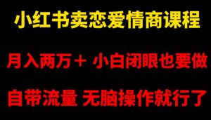 小红书卖恋爱情商课程,月入两万+,小白闭眼也要做,自带流量,无脑操作就行了【揭秘】-知一资源网