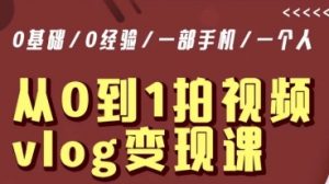从0到1拍视频vlog变现课,5分钟每天,每月多赚1W-知一资源网