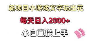 新项目小游戏文字玩出花日入2000+,每天只需一小时,小白直接上手【揭秘】-知一资源网