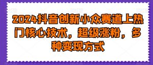 2024抖音创新小众赛道上热门核心技术,超级涨粉,多种变现方式【揭秘】-知一资源网