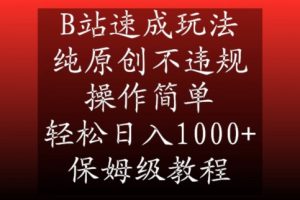 B站速成玩法,纯原创不违规,操作简单,轻松日入1000+,保姆级教程【揭秘】-知一资源网