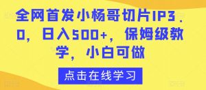 全网首发小杨哥切片IP3.0,日入500+,保姆级教学,小白可做【揭秘】-知一资源网