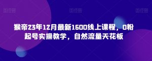 猴帝23年12月最新1600线上课程,0粉起号实操教学,自然流量天花板-知一资源网