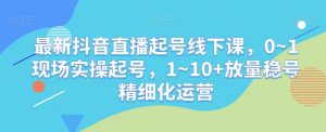最新抖音直播起号线下课,0~1现场实操起号,1~10+放量稳号精细化运营-知一资源网