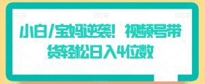 小白/宝妈逆袭!视频号带货轻松日入4位数【揭秘】-知一资源网