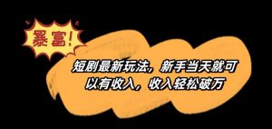 短剧最新玩法，新手当天就可以有收入，收入轻松破万【揭秘】-知一资源网