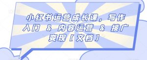 小红书运营成长课,写作入门&内容运营&接广变现【文档】-知一资源网