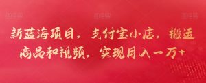 新蓝海项目,支付宝小店,搬运商品和视频,实现月入一万+【揭秘】-知一资源网