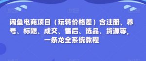 闲鱼电商项目(玩转价格差)含注册、养号、标题、成交、售后、选品、货源等,一条龙全系统教程-知一资源网