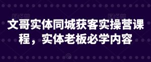 文哥实体同城获客实操营课程,实体老板必学内容-知一资源网