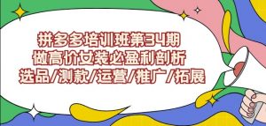 拼多多培训班第34期：做高价女装必盈利剖析选品/测款/运营/推广/拓展-知一资源网