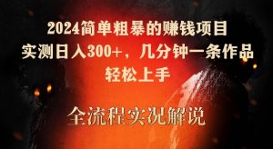 2024简单粗暴的赚钱项目,实测日入300+,几分钟一条作品,轻松上手【揭秘】-知一资源网