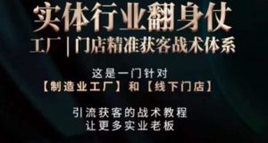 打响实体翻行业身仗,工厂|门店精准获客战术体系-知一资源网