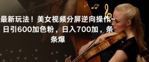 最新玩法！美女视频分屏逆向操作~日引600加色粉，日入700加，条条爆【揭秘】-知一资源网