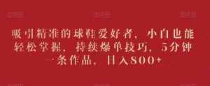 吸引精准的球鞋爱好者,小白也能轻松掌握,持续爆单技巧,5分钟一条作品,日入800+【揭秘】-知一资源网