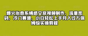 爆火治愈系情感文案视频制作,流量密码,冷门赛道,小白轻松上手月入过万保姆级实操教程【揭秘】-知一资源网