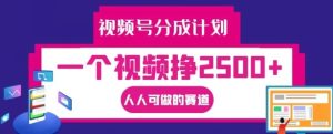 视频号分成计划,一个视频挣2500+,人人可做的赛道【揭秘】-知一资源网