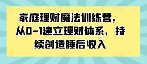 家庭理财魔法训练营,从0-1建立理财体系,持续创造睡后收入-知一资源网