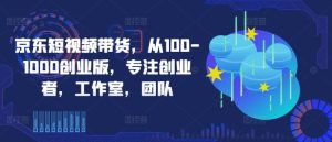 京东短视频带货,从100-1000创业版,专注创业者,工作室,团队-知一资源网