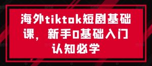 海外tiktok短剧基础课,新手0基础入门认知必学-知一资源网