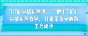 TikTok全域运营课,手把手TikTok实战运营教学,打造带货全链路生态闭环-知一资源网