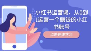 小红书运营课,从0到1运营一个赚钱的小红书账号-知一资源网
