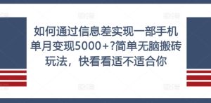 如何通过信息差实现一部手机单月变现5000+?简单无脑搬砖玩法,快看看适不适合你【揭秘】-知一资源网