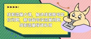 线索流量大课,解决线索账号定位问题,新号起号没流量问题,线索流量导进私域-知一资源网
