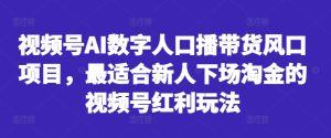视频号AI数字人口播带货风口项目,最适合新人下场淘金的视频号红利玩法-知一资源网