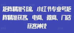 矩阵精准引流,小红书专业号矩阵精准获客,电商、微商、门店获客神技-知一资源网