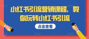 小红书引流营销课程,教你玩转小红书引流-知一资源网