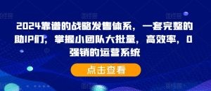 2024靠谱的战略发售体系，一套完整的助IP们，掌握小团队大批量，高效率，0 强销的运营系统-知一资源网