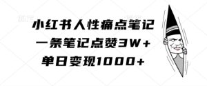 小红书人性痛点笔记,一条笔记点赞3W+,单日变现1k-知一资源网