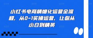 小红书电商精细化运营全流程，从0-1实操运营，让你从小白到精英-知一资源网