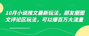 10月小说推文最新玩法,朋友圈图文评论区玩法,可以爆百万大流量 -知一资源网