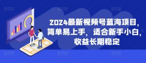 2024最新视频号蓝海项目,简单易上手,适合新手小白,收益长期稳定-知一资源网