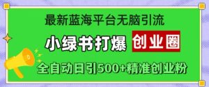 最新蓝海平台无脑引流,小绿书打爆创业圈,全自动日引500+精准创业粉-知一资源网