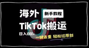 2024最新海外TikTok搬运玩法,一键去重轻松过原创,新手无经验也能日入1k【揭秘】-知一资源网