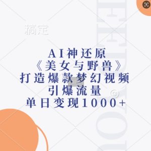 AI神还原《美女与野兽》,打造爆款梦幻视频,引爆流量,单日变现1k-知一资源网