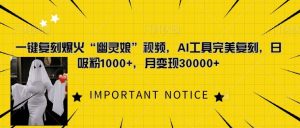 一键复刻爆火“幽灵娘”视频,AI工具完美复刻,日吸粉1000+,月变现过W-知一资源网