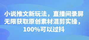 小说推文新玩法,直播间录屏无限获取原创素材混剪实操,100%可以过抖-知一资源网