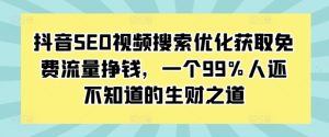 抖音SEO视频搜索优化获取免费流量挣钱，一个99%人还不知道的生财之道-知一资源网