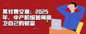 某付费文章：2025年，中产阶级如何保卫自己的财富-知一资源网
