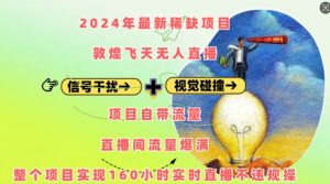 2024年最新稀缺项目敦煌飞天无人直播,项目自带流量,流量爆满,实现160小时实时直播不违规操-知一资源网