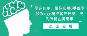 学完即用,带你实操0基础学会Google精准客户开发,成为外贸业务高手-知一资源网