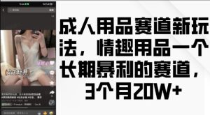 成人用品赛道新玩法,情趣用品一个长期暴利的赛道,3个月收益20个【揭秘】-知一资源网