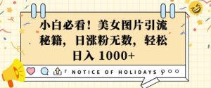 小白必看,美女图片引流秘籍,日涨粉无数,轻松日入几张【揭秘】-知一资源网