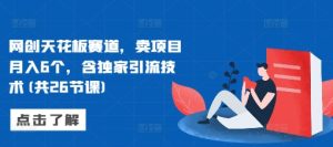 网创天花板赛道,卖项目月入6个,含独家引流技术(共26节课)-知一资源网