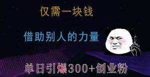 仅需一块钱,借助别人的力量,单日引爆300+创业粉、兼职粉【揭秘】-知一资源网