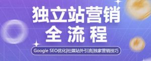 独立站营销全流程,Google SEO优化,社媒站外引流,独家营销技巧-知一资源网